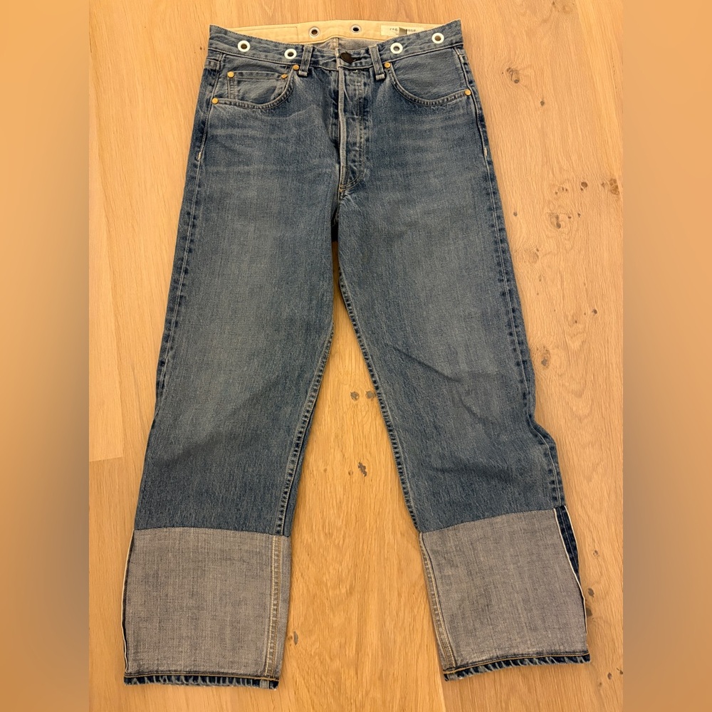 rag & bone Blue Straight Jeans with cuffs